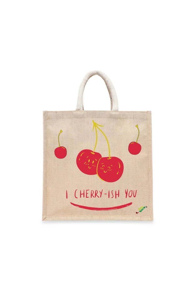 Tote Bag - I Cherry-ish you Printed Stylish Carry-All Cotton Tote Set of 01