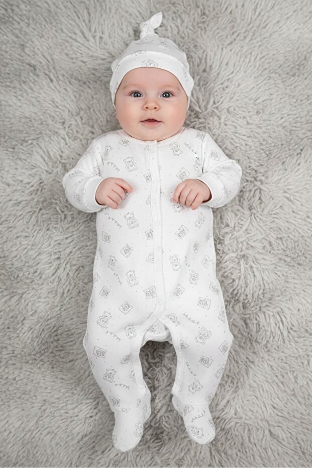 Toddlers Boy 5 Pieces Graphic Print Bodysuit Set, White
