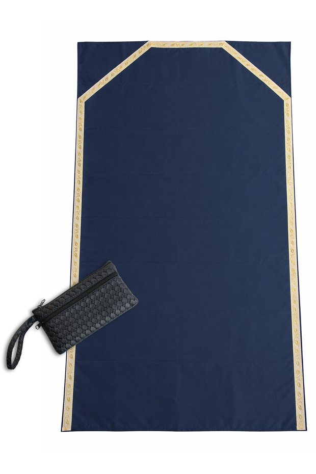 Bag Piece Prayer Mat - Foldable Travel Prayer Mat with Zipper for Carrying - Navy Blue
