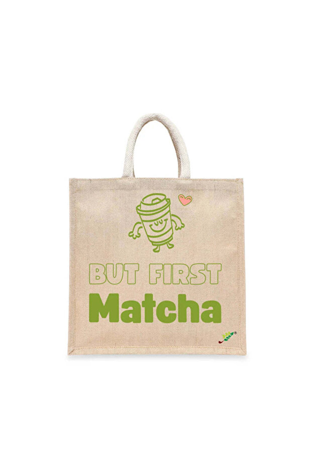 Tote Bag - But First Matcha Printed Stylish Carry-All Cotton Tote Set of 01