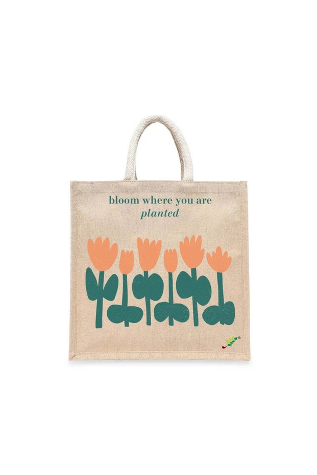 Tote Bag - Bloom where you are planted Printed Stylish Carry-All Cotton Tote Set of 01