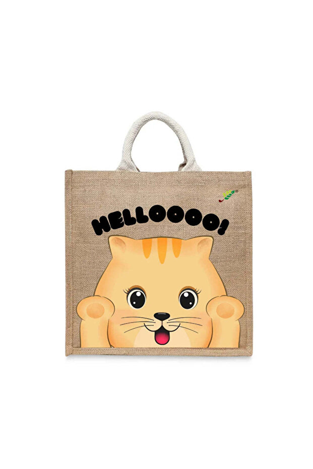 Tote Bag - Helloooo Printed Stylish Carry-All Cotton Tote Set of 01