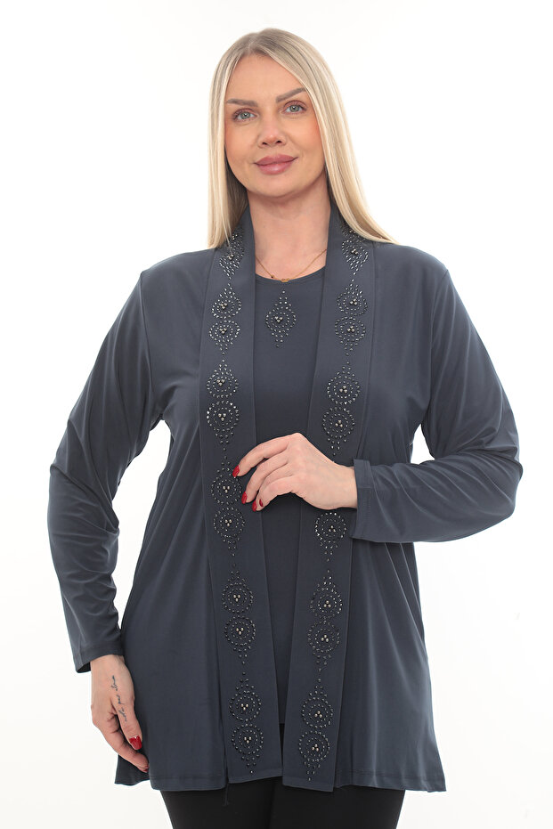 Mother's Inner-Outer Suit with Stones and Brooch, Stylish Wedding Suit
