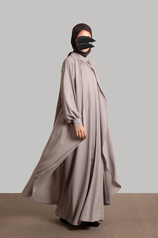 Larin Düğmeli Ferace Silver - 4