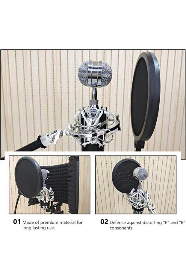 Double Layer Microphone Pop Filter Windscreen With Flexible Gooseneck Support - 4