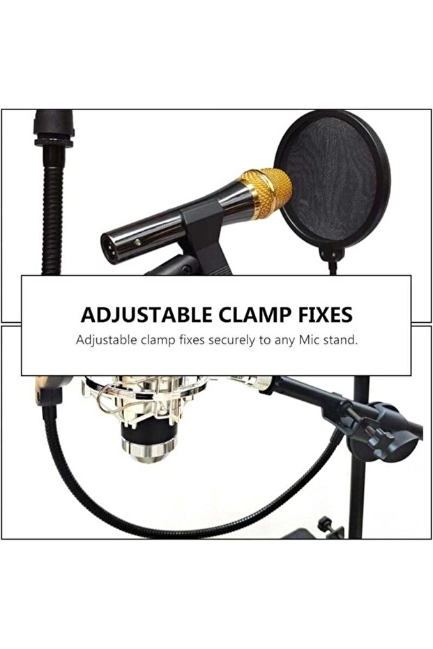 Double Layer Microphone Pop Filter Windscreen With Flexible Gooseneck Support - 5