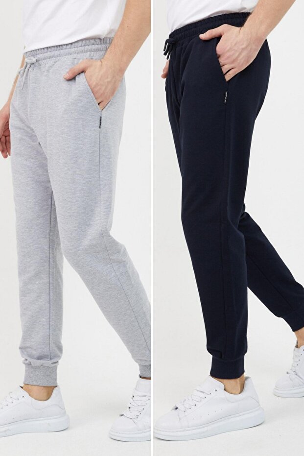 Men's Black-Anthracite Sweatpants Pocketed Standard Fit Comfortable Fit
