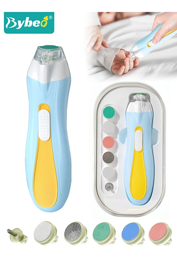 Baby Nail Clippers, Electric Trimmer, Infant Nails File Kit with LED Lighting, and 6 Different Sized