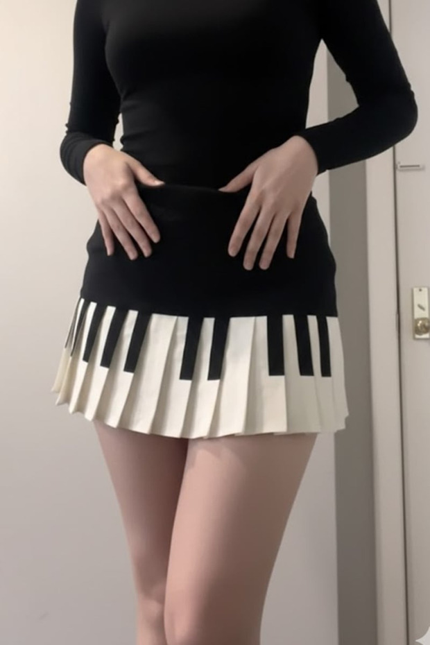 Piyano Patterned Women's Pleated Skirt