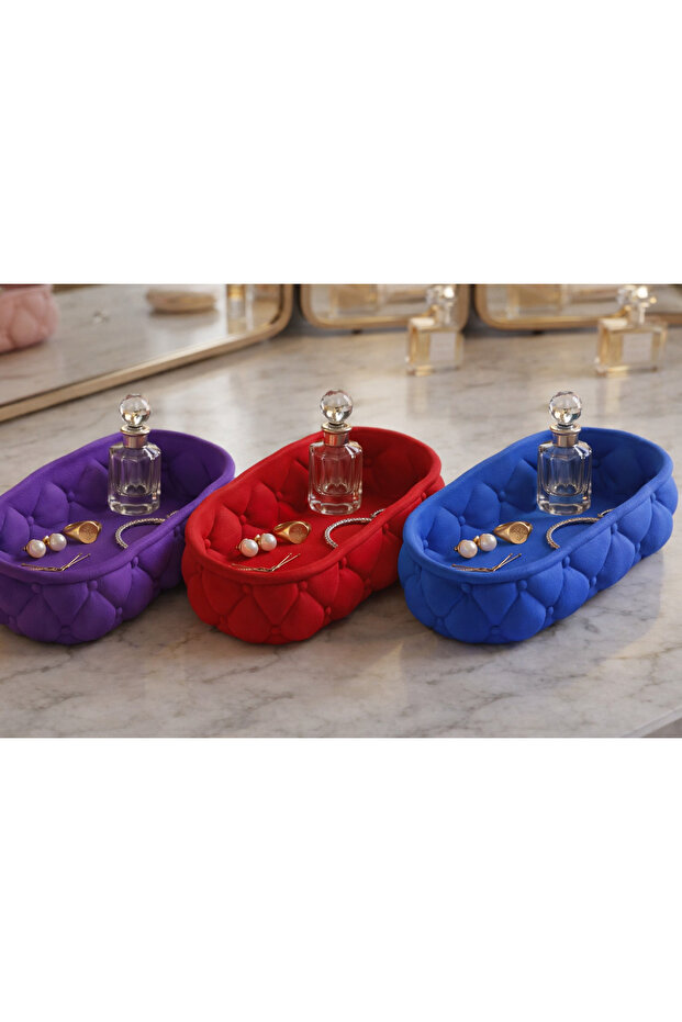 Tufted Style Buttoned Organizer Tray – Jewelry & Accessory Storage
