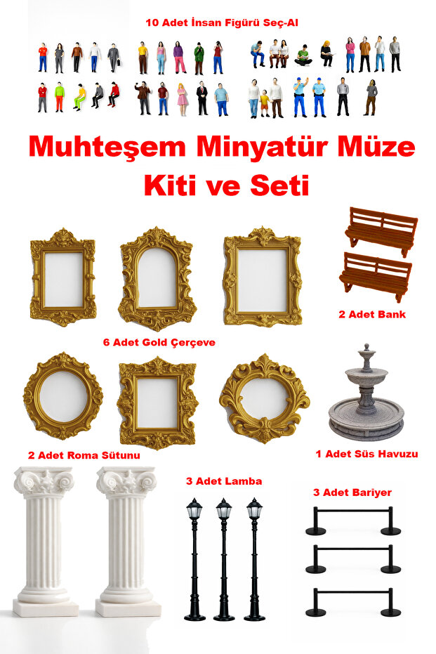 Friday Home 10 İnsan Figürlü - Minyatür Müze ve Teraryum için Muhteşem Paket Seti ve Kiti - 1/50 Ölçekli 1:50