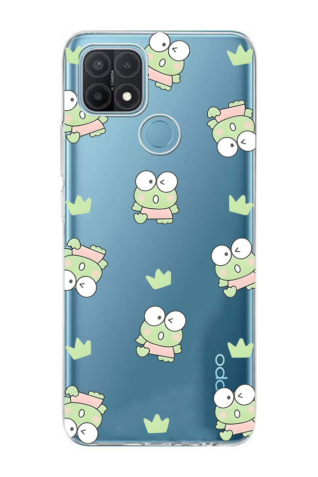Oppo A15 / A15S Compatible Frog Patterned Transparent Phone Case
