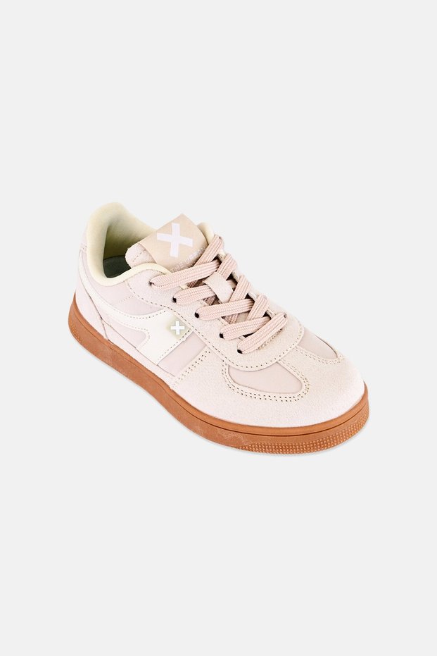 Kids Boy Brand Logo Lace Up Casual Shoes, Beige