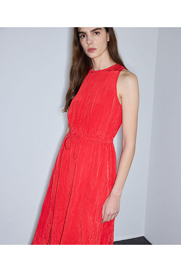 Kırışık efektli midi elbise - 3