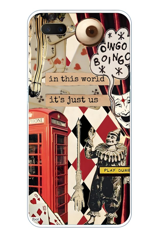 Oppo A5S / Ax7 / A12 Compatible Clown Collage Patterned Transparent Phone Case