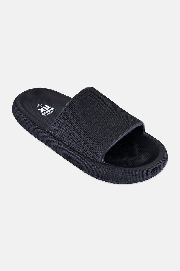 Men Brand Logo Slip On Slides, Black