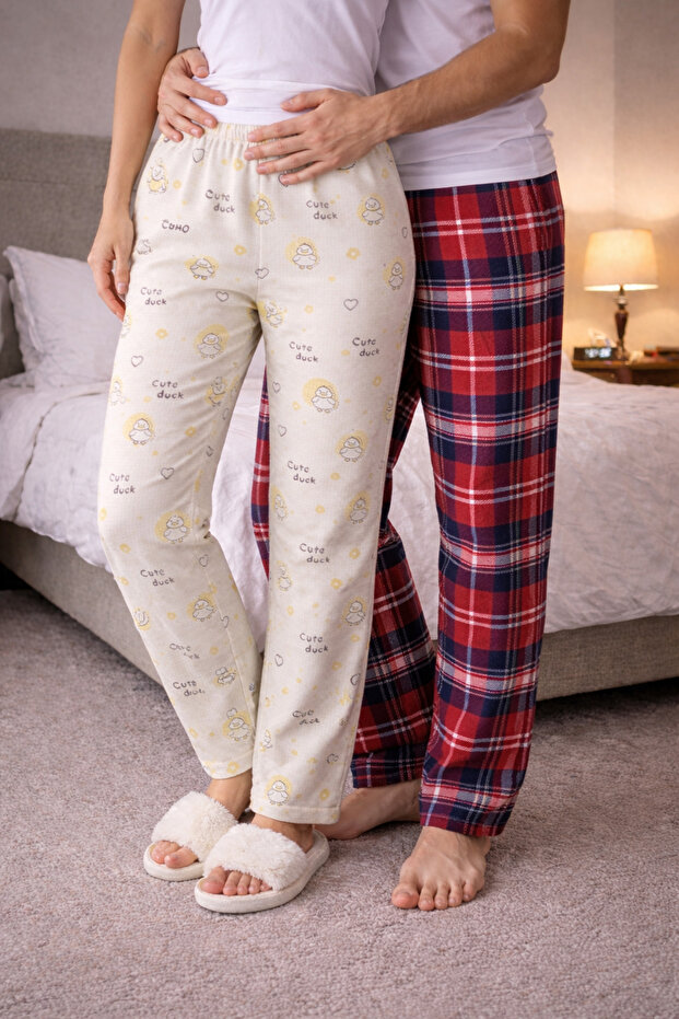 100% Cotton Combed Single Jersey Double Set of 2 Women's and Men's Pajama Bottoms