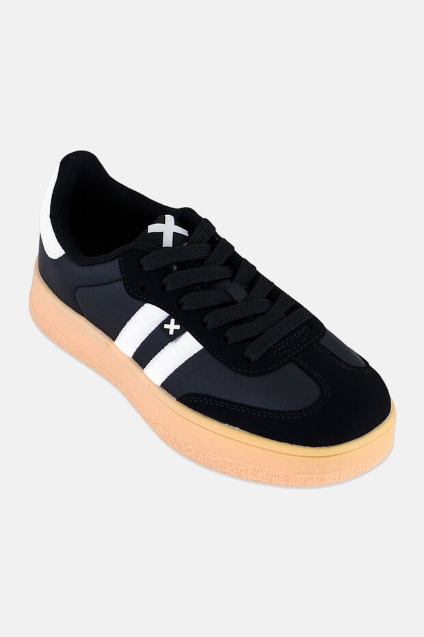Kids Girl Brand Logo Lace Up Casual Shoes, Black