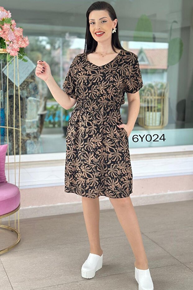 V-Neck Gipeli Viscose Dress 6Y024