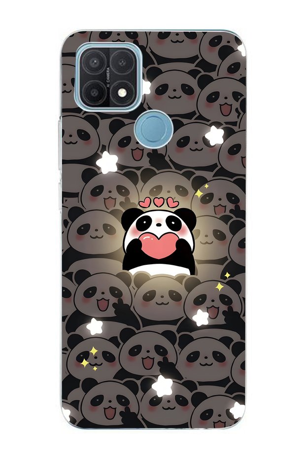 Oppo A15 / A15S Compatible Cute Panda Pattern Transparent Phone Case