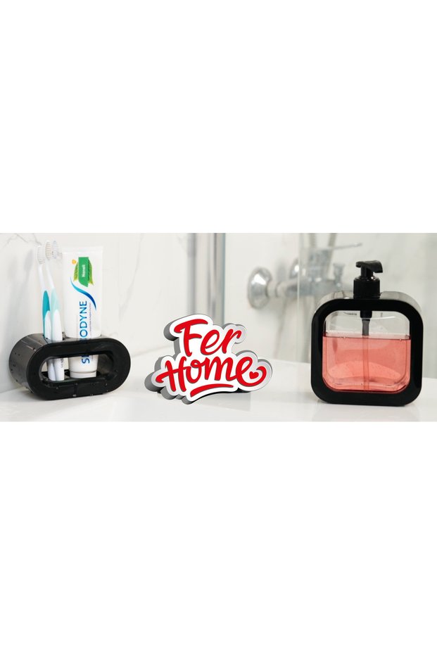Queen Bathroom Set of 2 – Liquid Soap Dispenser and Toothbrush Holder | Bathroom and Sink Organizer Set