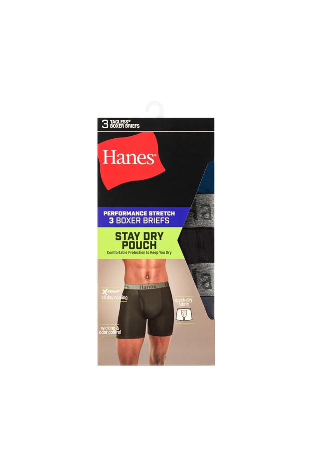 Stay Dry Underwear Boxer Briefs, 3-Pack, Men's Boxer Briefs with Leak Protection,Quick-Dry Underwear
