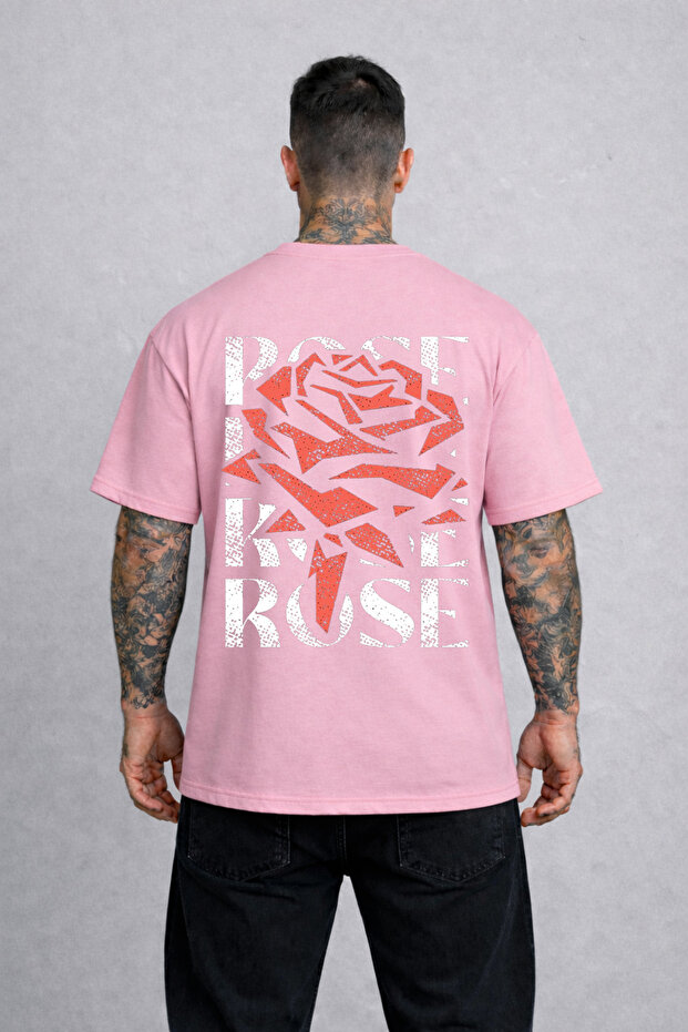 تي شيرت رجالي كبير الحجم ROSE مطبوع 100% قطن تي شيرت مريح