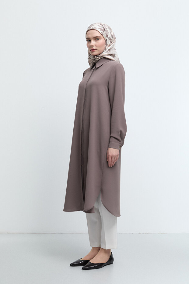 Gizli Patlı Basic Tunik - Vizon - 4