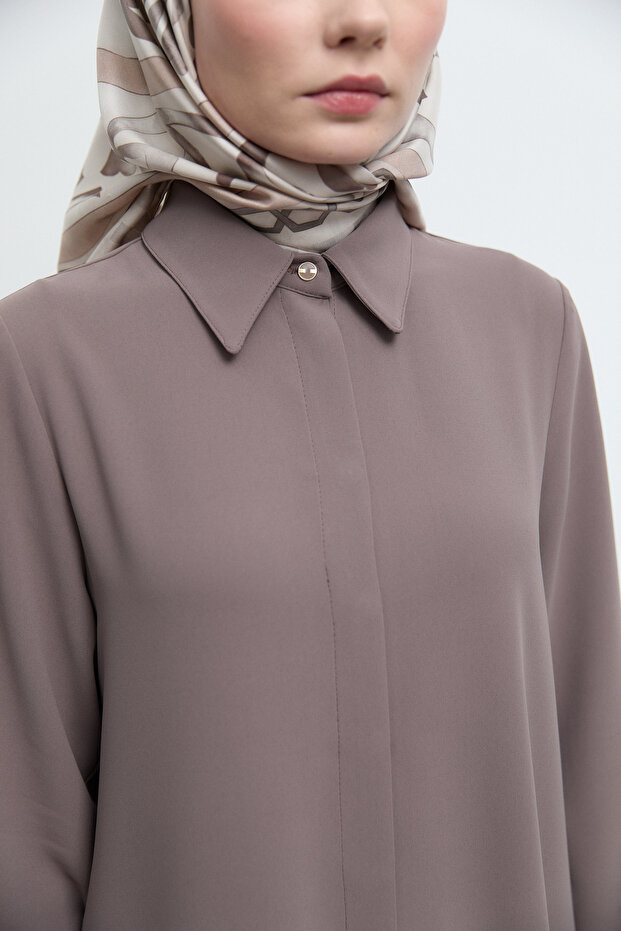 Gizli Patlı Basic Tunik - Vizon - 5