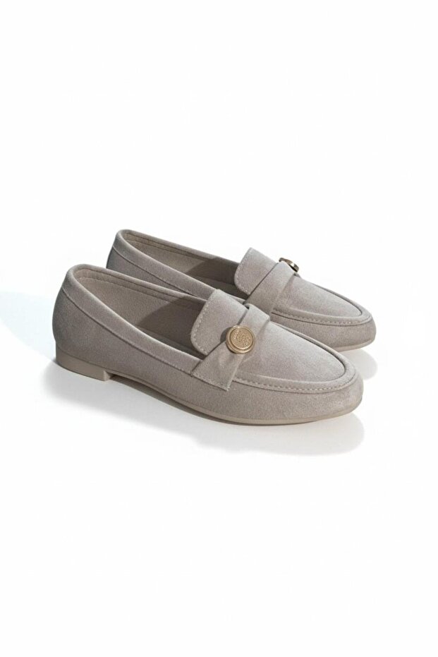 Women's Single Band Lightweight Heel Suede Ballet Flats Beige