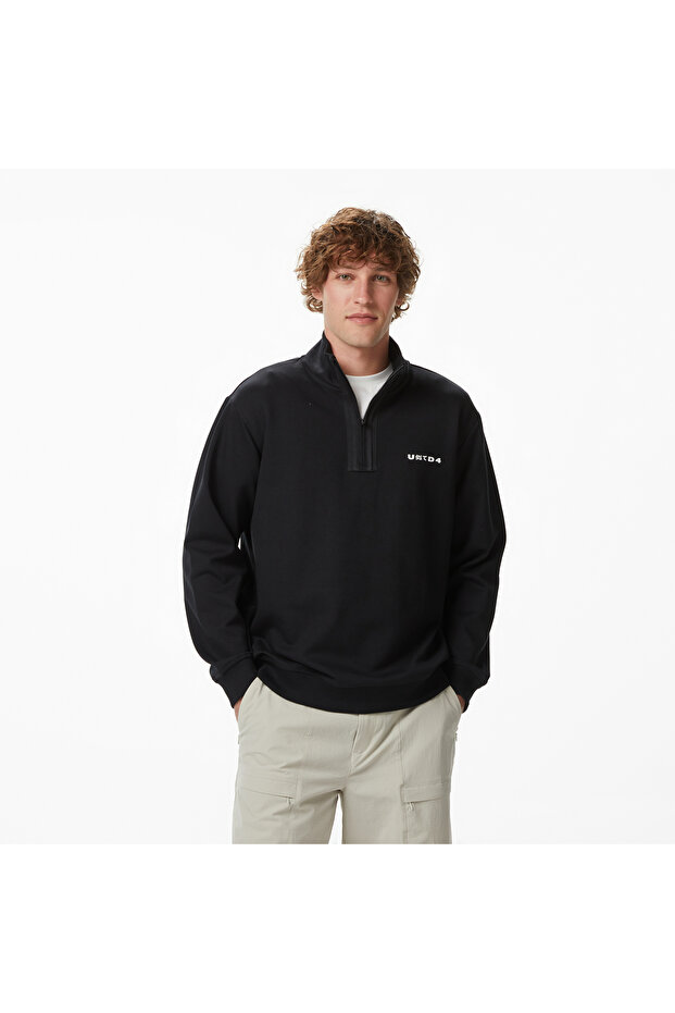 United4 Regular Fit Men's Black Sweatshirt