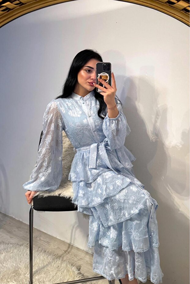 فستان كشكش أزرق