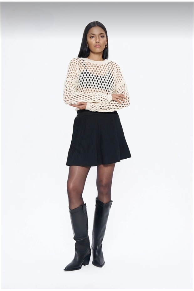 İçi Şortlu Pliseli Mini Etek - 1