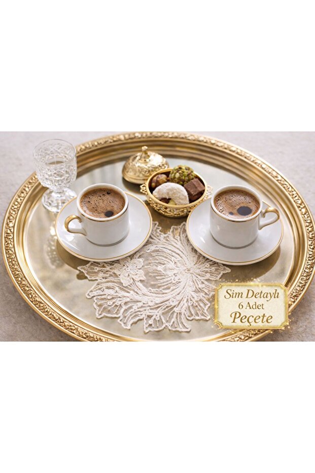 L Mattress Protector Ar Model 6 Pieces Decorative Guipure Lace Brown Cocktail Presentation Napkin