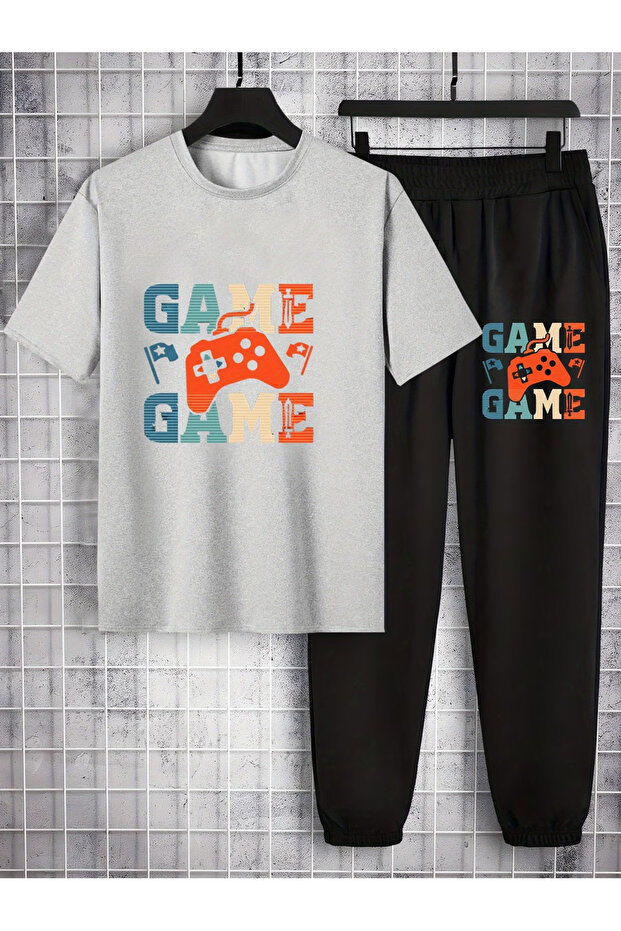 Game Printed Oversized top and bottom tracksuit set