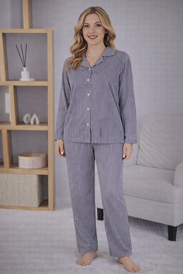 Women's 7122 Long Sleeve Buttoned Pajama Set