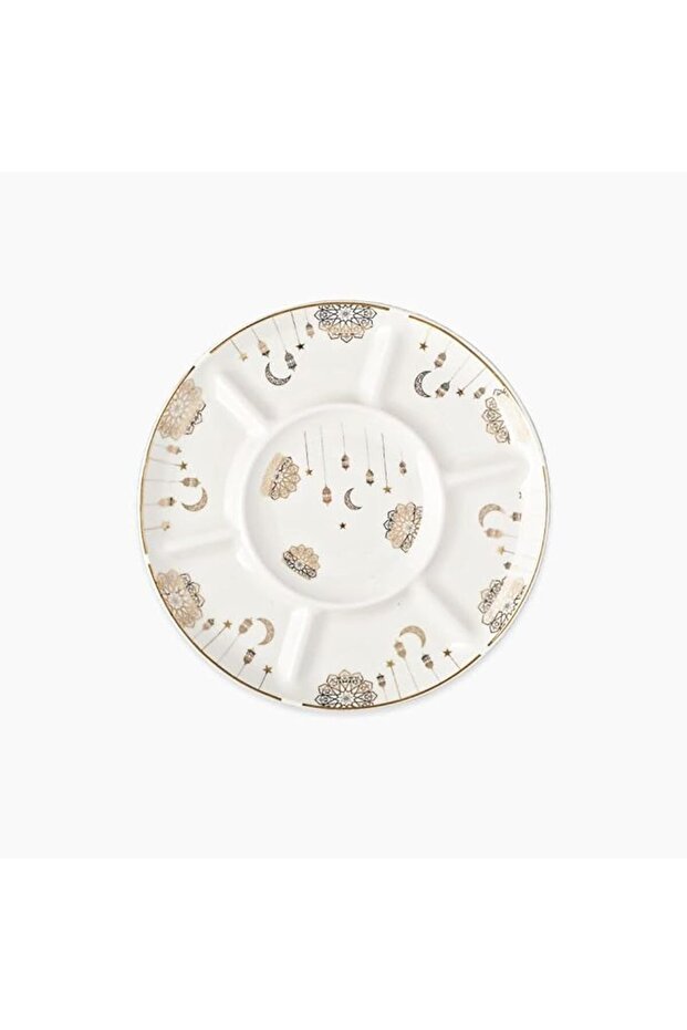by Zinnia 7-Compartment Round Service Plate – Golden Decorations