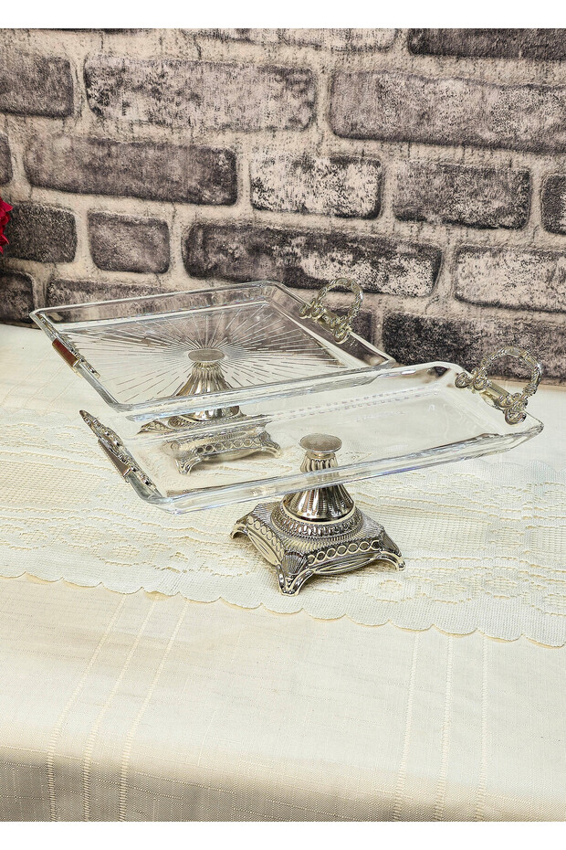 Bayram Duo 2-Piece Metal Cast Iron Footed Presentation Plate Set (Sugar Bowl)