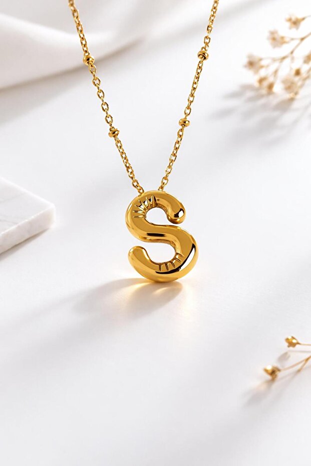 Letter S Ballon Model Steel Necklace