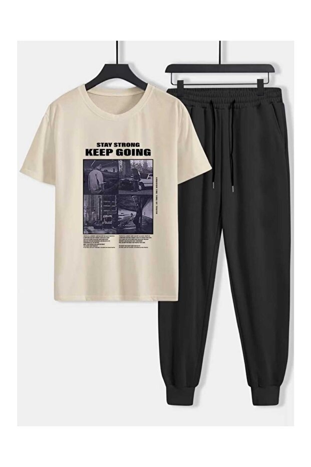 Keep goni̇g b Printed o Oversized bottom top tracksuit set
