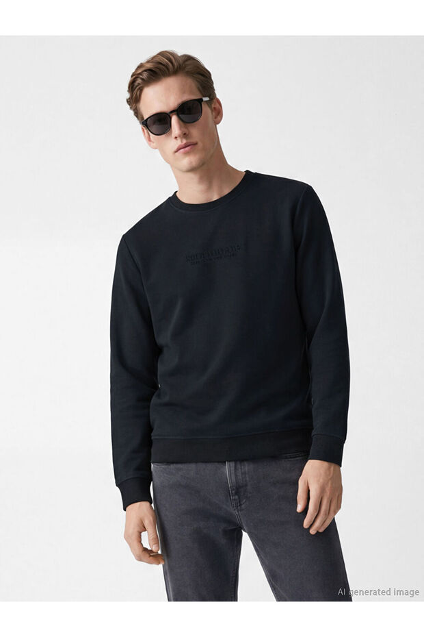 Southblue Anthracite Crew Neck Embroidered Men's Sweatshirt