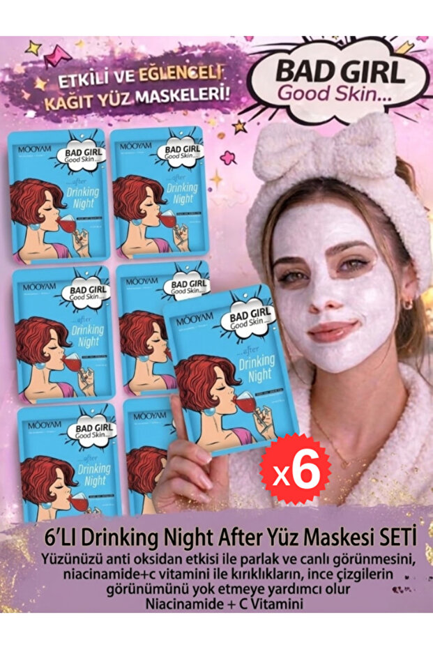 Most Preferred! Drinking Night Mooyam Bad Girl Good Skin 6-Piece Face Mask Set