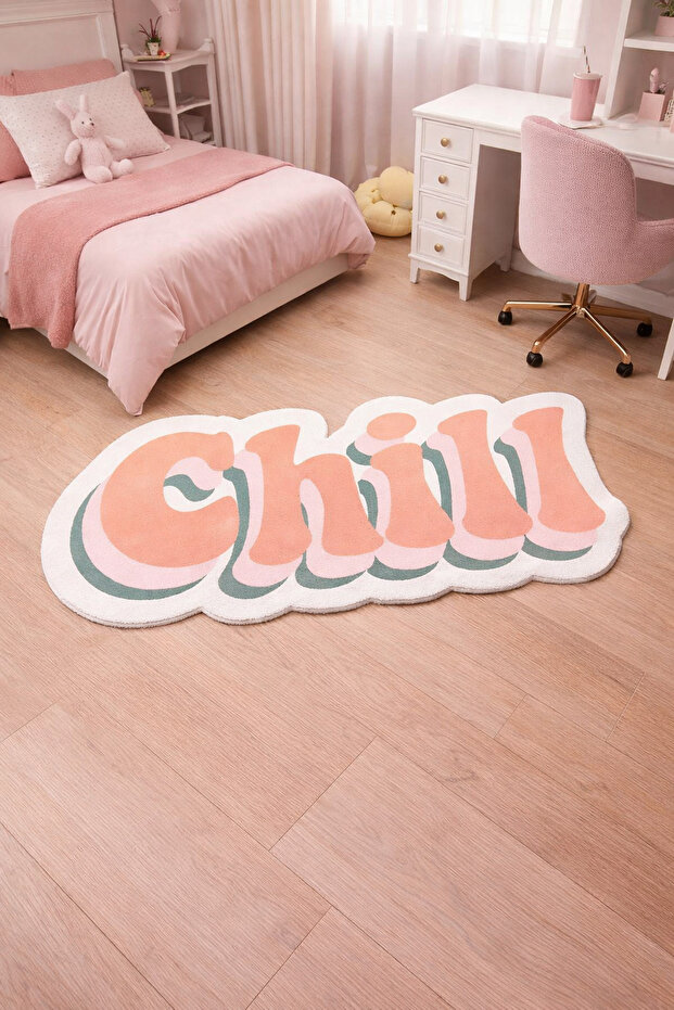 Non-Slip Sole Asymmetrical Pattern Machine Made Washable Young Girl's Room Rug 100X200