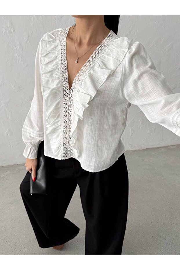 Fırfırlı Gömlek Bluz - 2