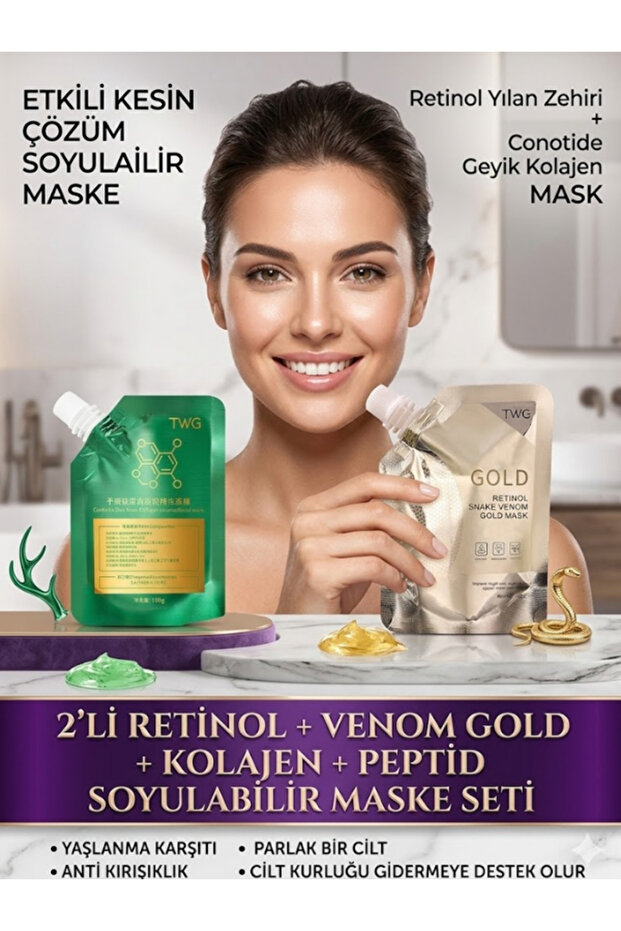 Most Preferred! Set of 2 Collagen Peptide and Gold Peel-Off Face Masks