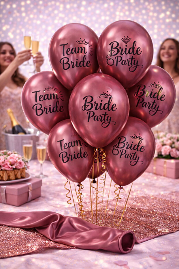 Team Bride & Bride Party Printed Balloon Set (10 Pieces) – Bachelorette Party Balloon