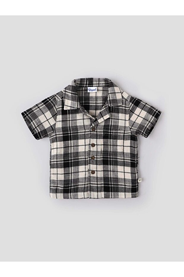 Popees Baby Boys Checked Half Sleeve Shirt with Front Buttons
