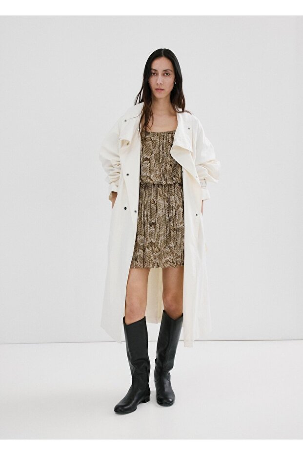 Dökümlü leopar desenli elbise - 2