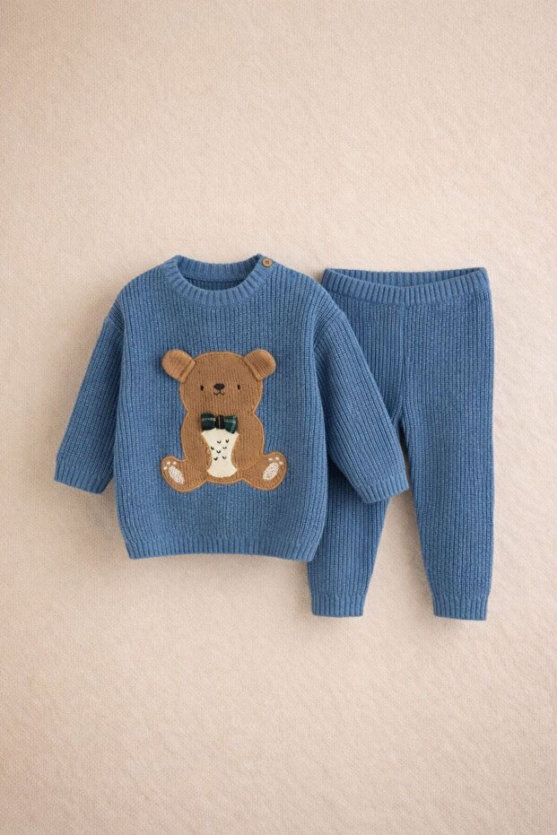 مجموعة من قطن قطع من طقم Blue Bear منقوش Premium Alt Top