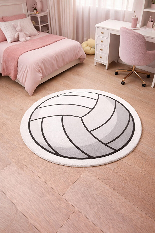 Non-Slip Sole Asymmetric Pattern Machine Made Washable Young Girl's Room Rug 140X140
